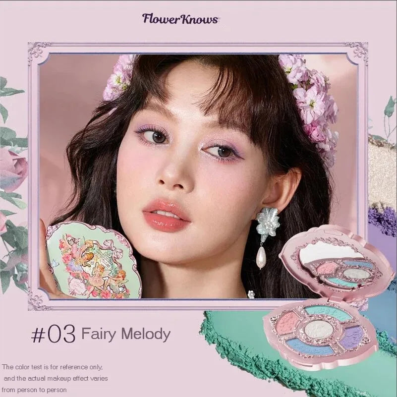 Flower Knows Moonlight Mermaid Eyeshadow Palette – 5-Color Matte, Shimmer & Glitter Waterproof Eye Shadow