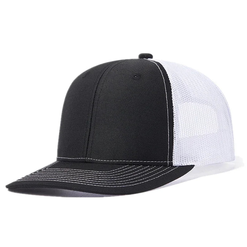 Unisex Curved Brim Trucker Hat - Breathable Summer Mesh Baseball Cap for Men & Women