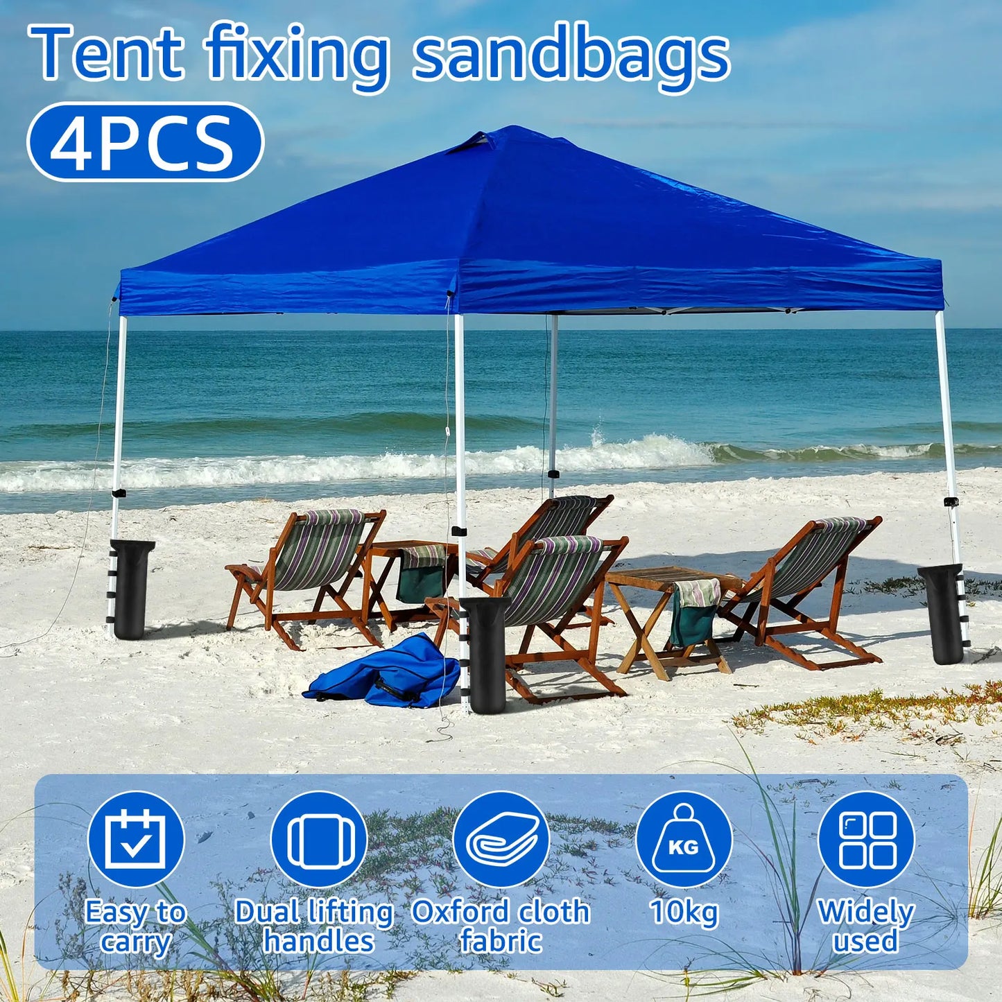 4Pcs Canopy Weight Bags - Oxford Cloth Reusable Sandbags with Handles for Tents & Canopies