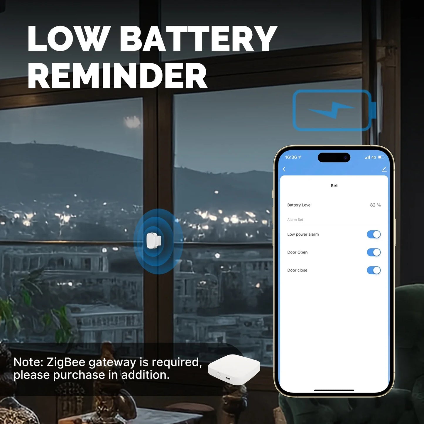 MOES Tuya ZigBee Smart Window & Door Sensor – Home Security Alarm with Remote Control via Smart Life App