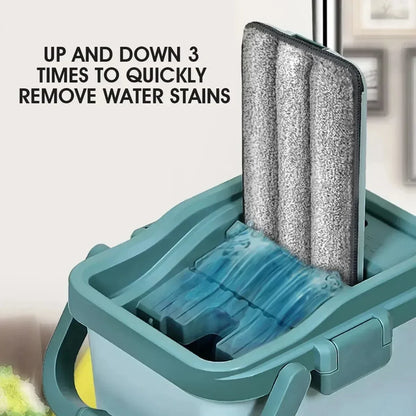 Flat Squeeze Mop with Bucket – Easy Wring Microfiber Floor Cleaner for Hardwood & Laminate