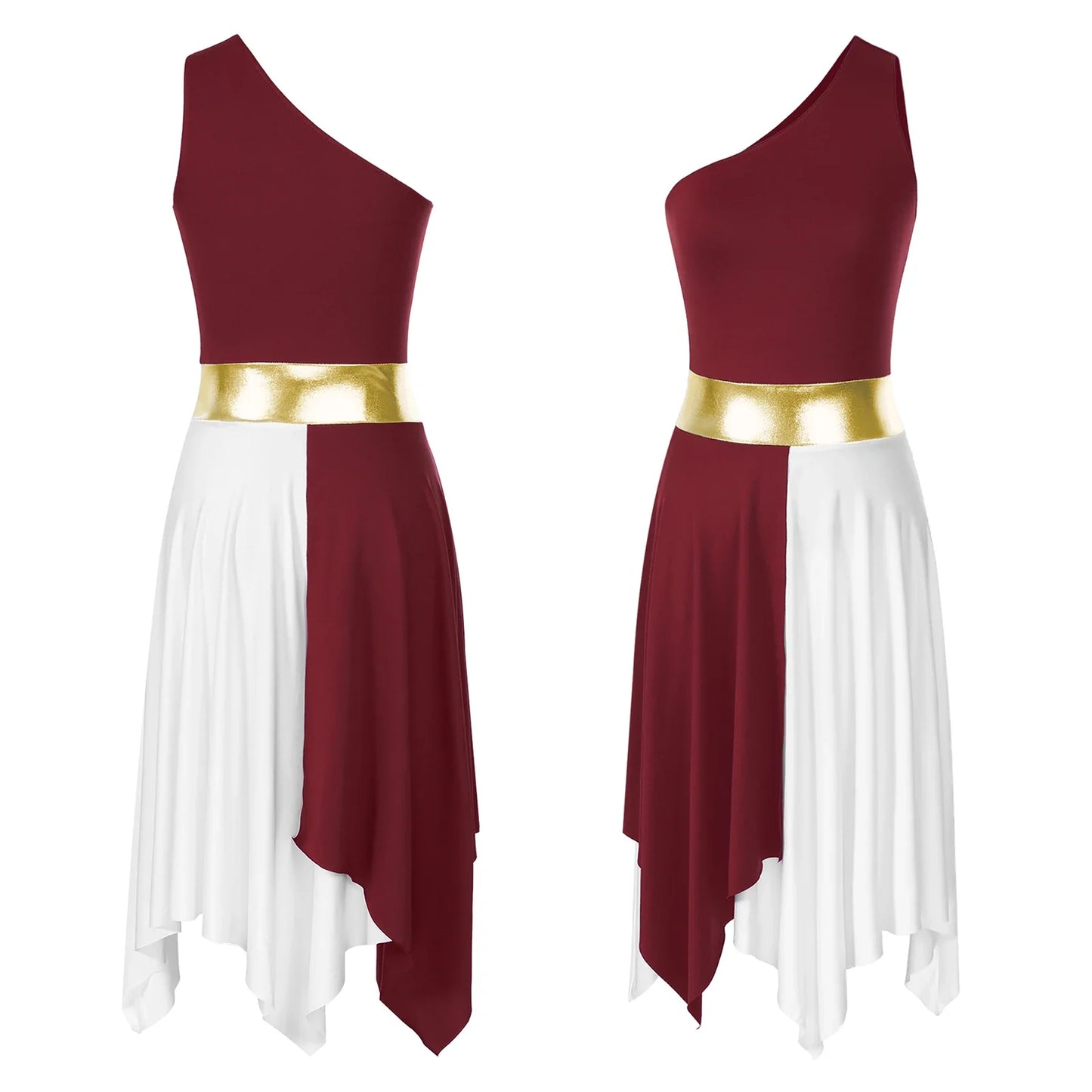 Women’s Liturgical Praise Dance Dress - Irregular Hem Modern Ballet Costume for Choir & Worship Performances
