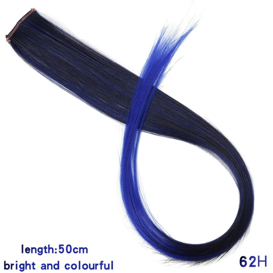 HUAYA 18" Synthetic Clip-In Colorful Curly Hair Extension – Ombre Pink Purple Red Blue Hair Piece