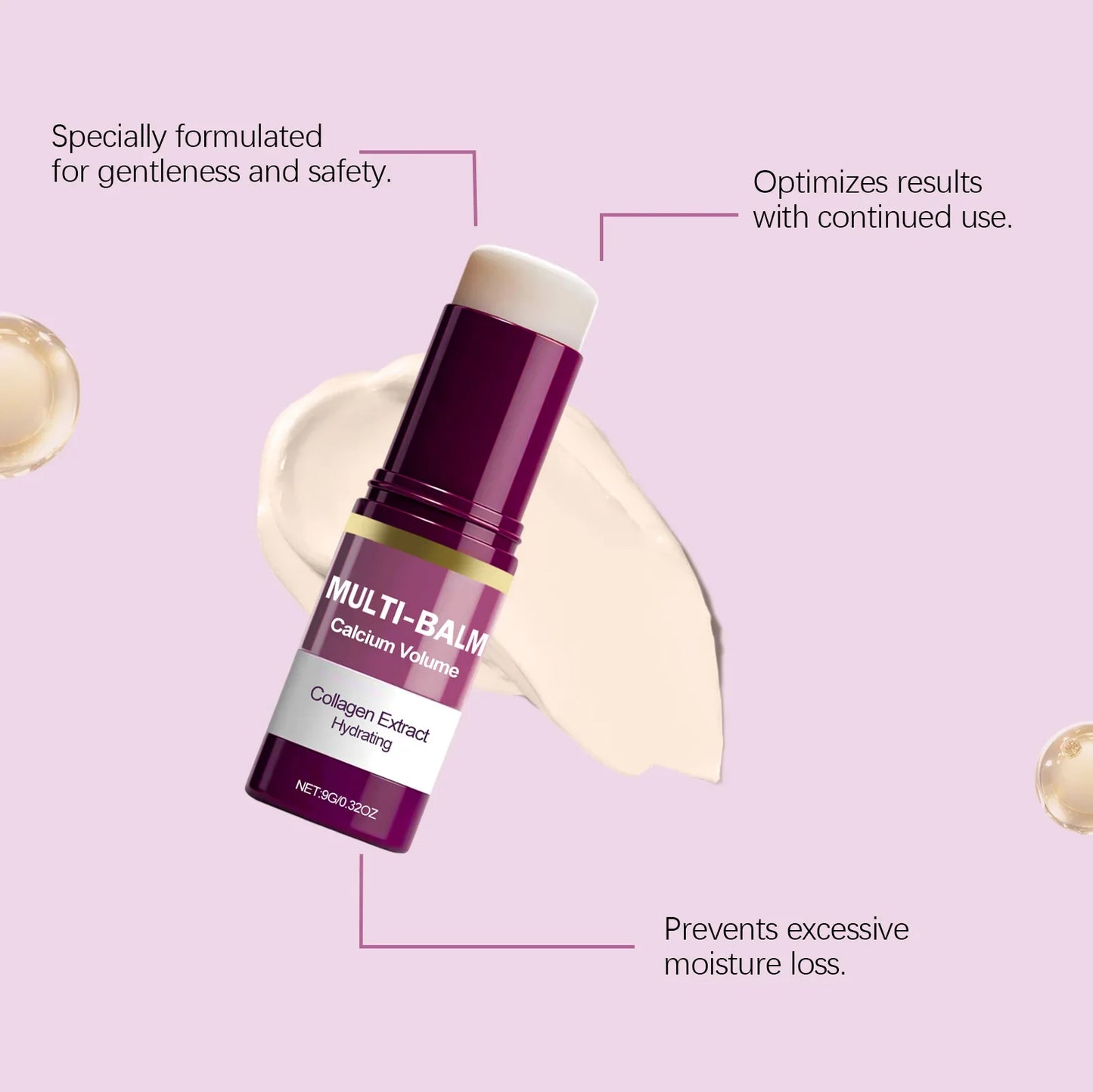 Calcium Volume Multi Balm Stick - Collagen Infused Hydrating Firming Anti-Wrinkle Pre-Makeup Moisturizer