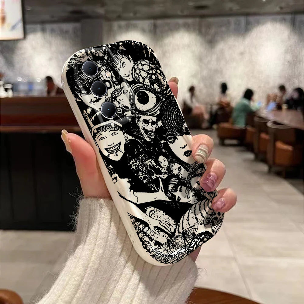 Junji Ito Horror Comics 3D Wave Phone Case for Samsung Galaxy A73 / A72 / A71 / A55 / A54 / A53 / A35 / A34 / A33 / A25 / A24 / A23 / A15 / A14 / A13 / A05 / A04 / A03 – Shockproof 4G/5G Protective Cover Anime Design