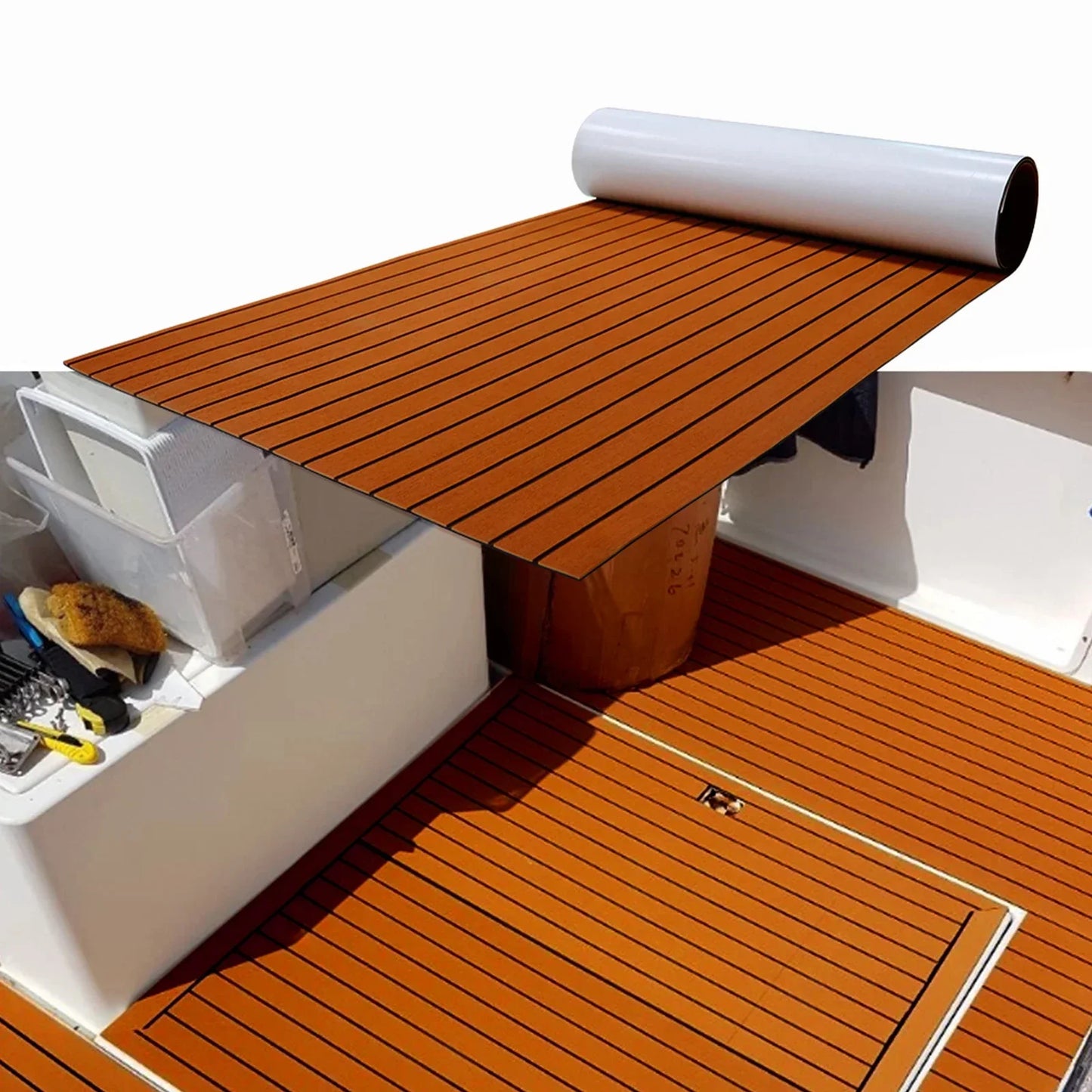 94.5"×35.4" EVA Anti-Slip Foam Boat Decking Sheet — Self-Adhesive Cuttable Deck Flooring Mat for Boats