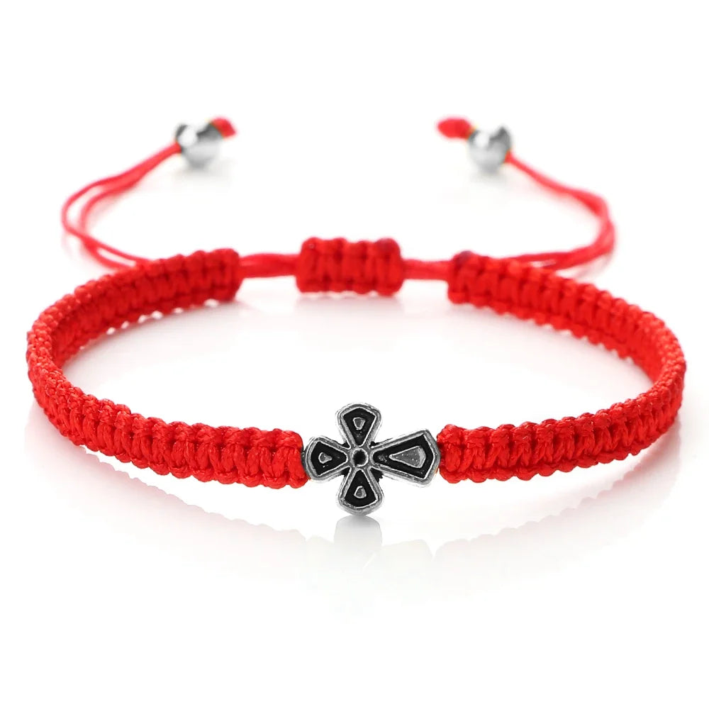 Prayer Cross Rope Bracelet - Handmade Adjustable Nylon Lucky Bangle Jewelry Gift for Women & Men