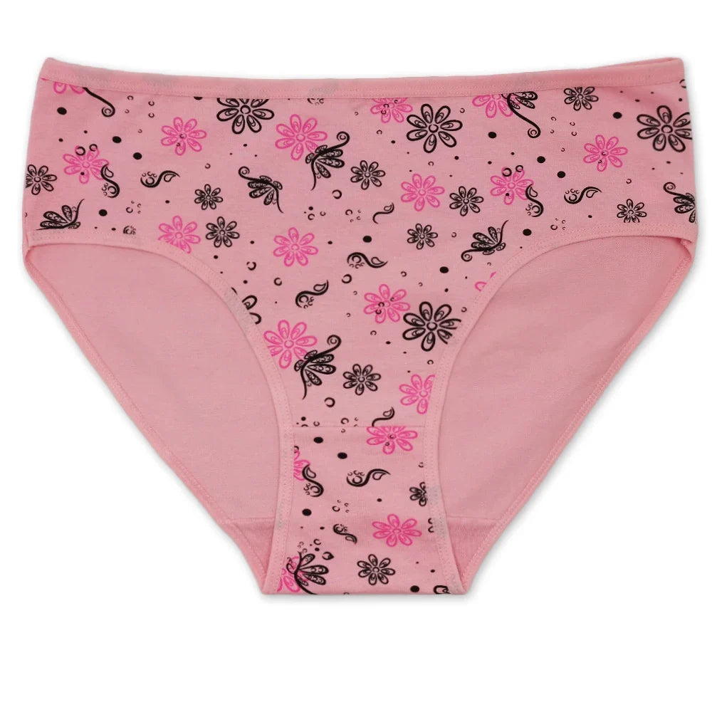 Women’s Cotton Briefs Set - Sexy Print Mid-Rise Plus Size Panties 2XL-4XL Soft Breathable Underwear 6Pcs