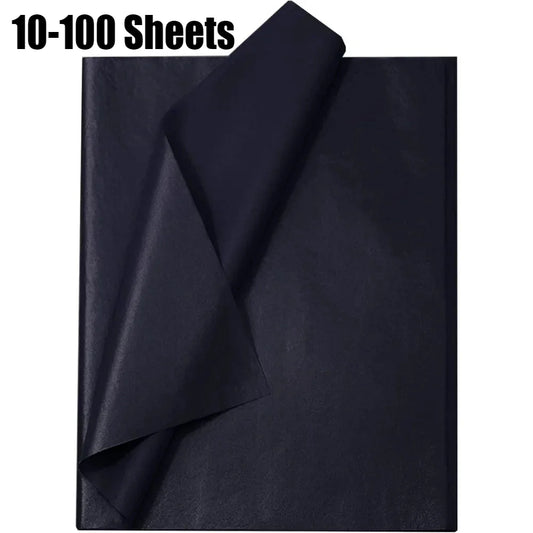 Black Tissue Paper Sheets - 10-100pcs Gift Wrapping Craft Paper for DIY Art and Flower Decoration