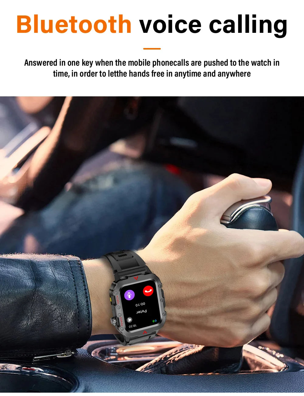 LAXASFIT Men’s Sports Smart Watch – 1.71" Screen, Blood Oxygen, Bluetooth Call, LED Flashlight, Multi-Sport Outdoor Watch