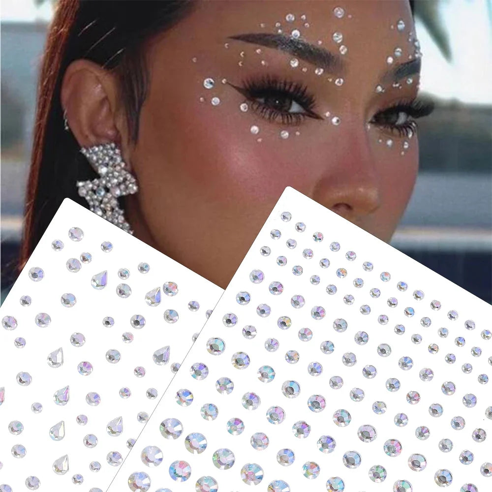 5D Face Diamond Gem Stickers - Colorful Rhinestone Body Makeup Tattoo for Festival, Nail Art & DIY Bling Style