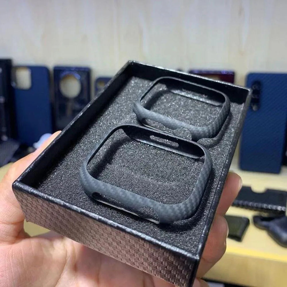 Genuine Carbon Fiber Shockproof Case – Slim Bumper Cover for Apple Watch S8/S9/Ultra 2 (49mm)