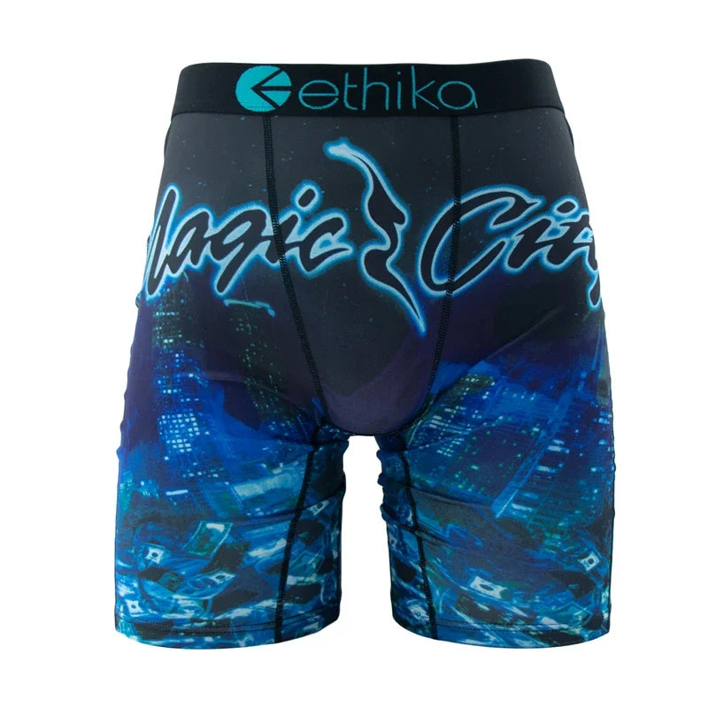 ETHIKA Men's Boxer Shorts - Breathable Sexy Trunks Underwear Plus Size S-3XL Swimming Style Briefs
