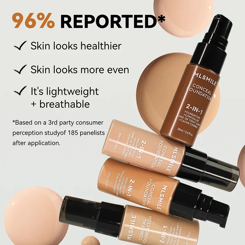 Oil-Control Matte Face Foundation Cream - Waterproof Full Coverage BB Cream Concealer for Long-Lasting Makeup