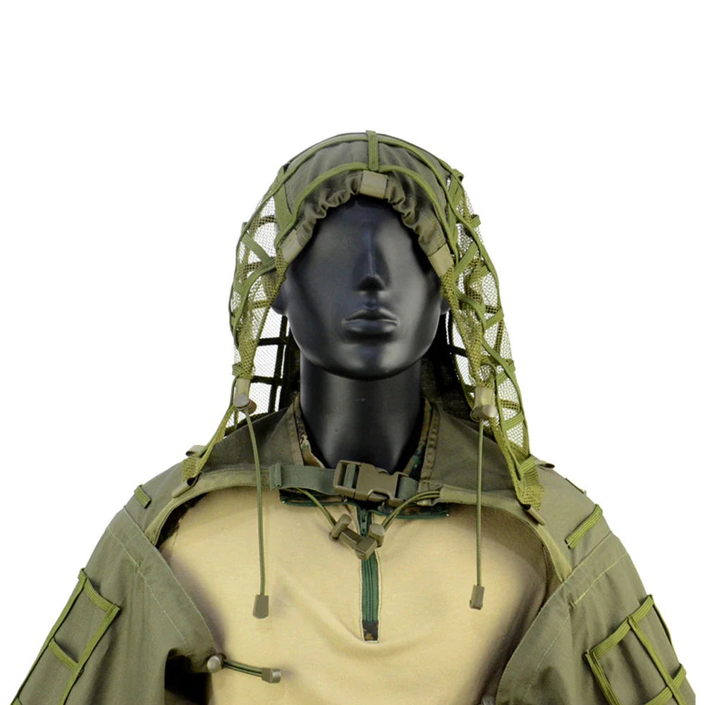 Ghillie Suit Tactical Sniper Coat – Viper Hood Camouflage Clothing for Airsoft, Paintball & Hunting, Ripstop Fabric