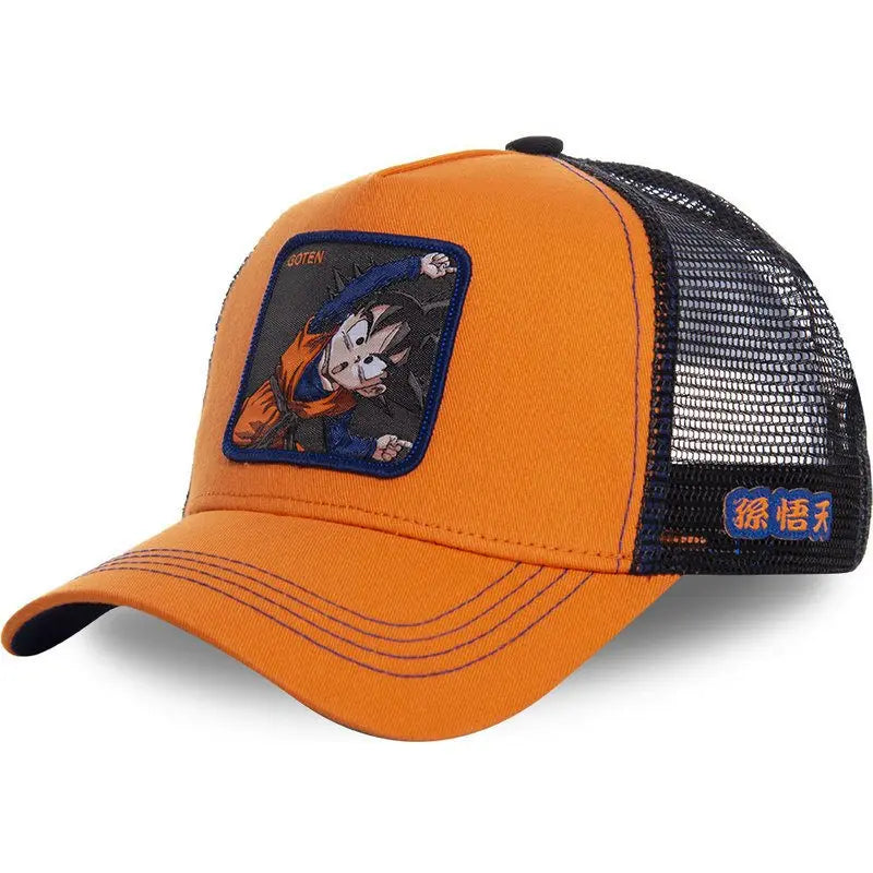 Dragon Ball Son Goku Embroidered Cap - Adjustable Hip Hop Trucker Mesh Sun Visor Hat for Men & Travel