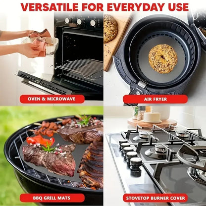 Reusable Non-Stick Oven Liners - BBQ Grill Mats & Baking Mats for Easy Cleaning Kitchen Cooking Tools