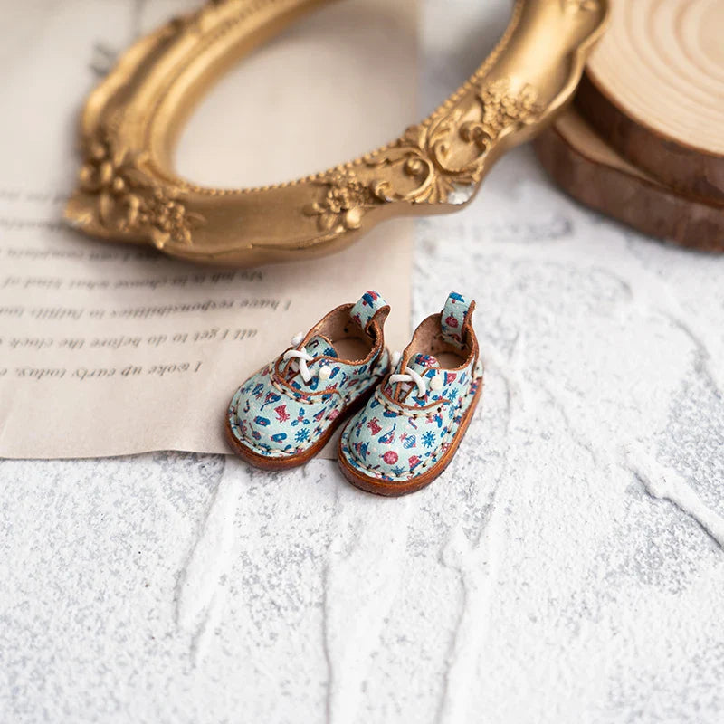 Blythe Baby Mini Cowhide Shoes – Handmade OB22 OB24 UFDOLL Checker Doll Accessories