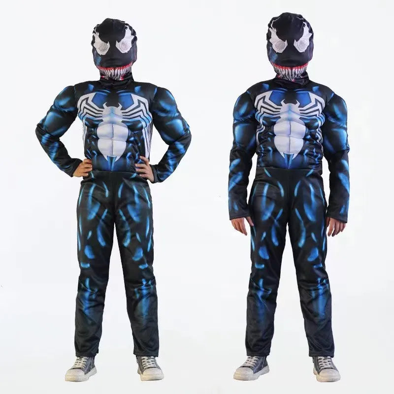 Kids Venom Spider Superhero Costume - 3D Spandex Jumpsuit Bodysuit for Halloween Cosplay & Parties