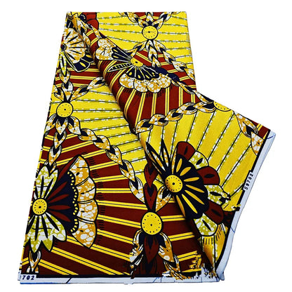 African Real Wax Print Fabric - 6 Yards 100% Cotton Ghana Ankara Loincloth Material