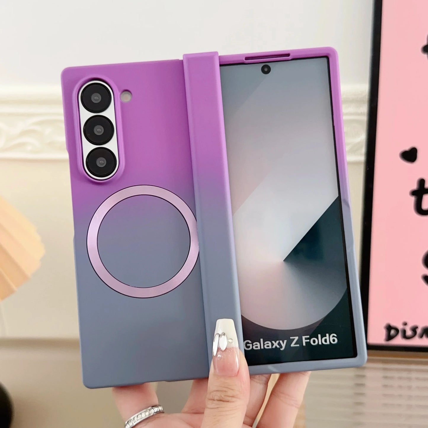 Magnetic Magsafe Wireless Charging Case — Gradient Liquid Silicone Bumper for Samsung Galaxy Z Fold 3-7