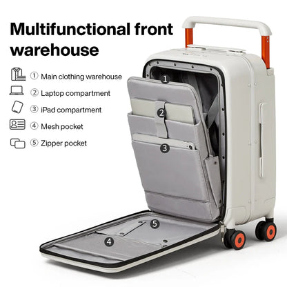Mixi 20" Wide Handle Carry-On Suitcase – Men & Women Travel Trolley Luggage with PC Aluminum Frame M9275