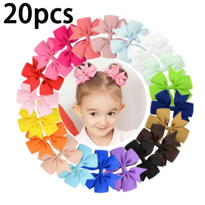 20/40PCS Candy Color Bow Hair Clips - Cute Ribbon Hairpins for Baby Girls Kids Headwear Accessories Gift Set