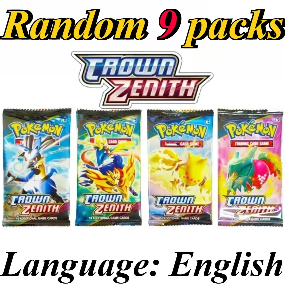 9 Pack Pokémon Trading Cards Set - English Booster Packs with Bright Stars, Prismatic Evolutions and Paldean Fates Gift Collection