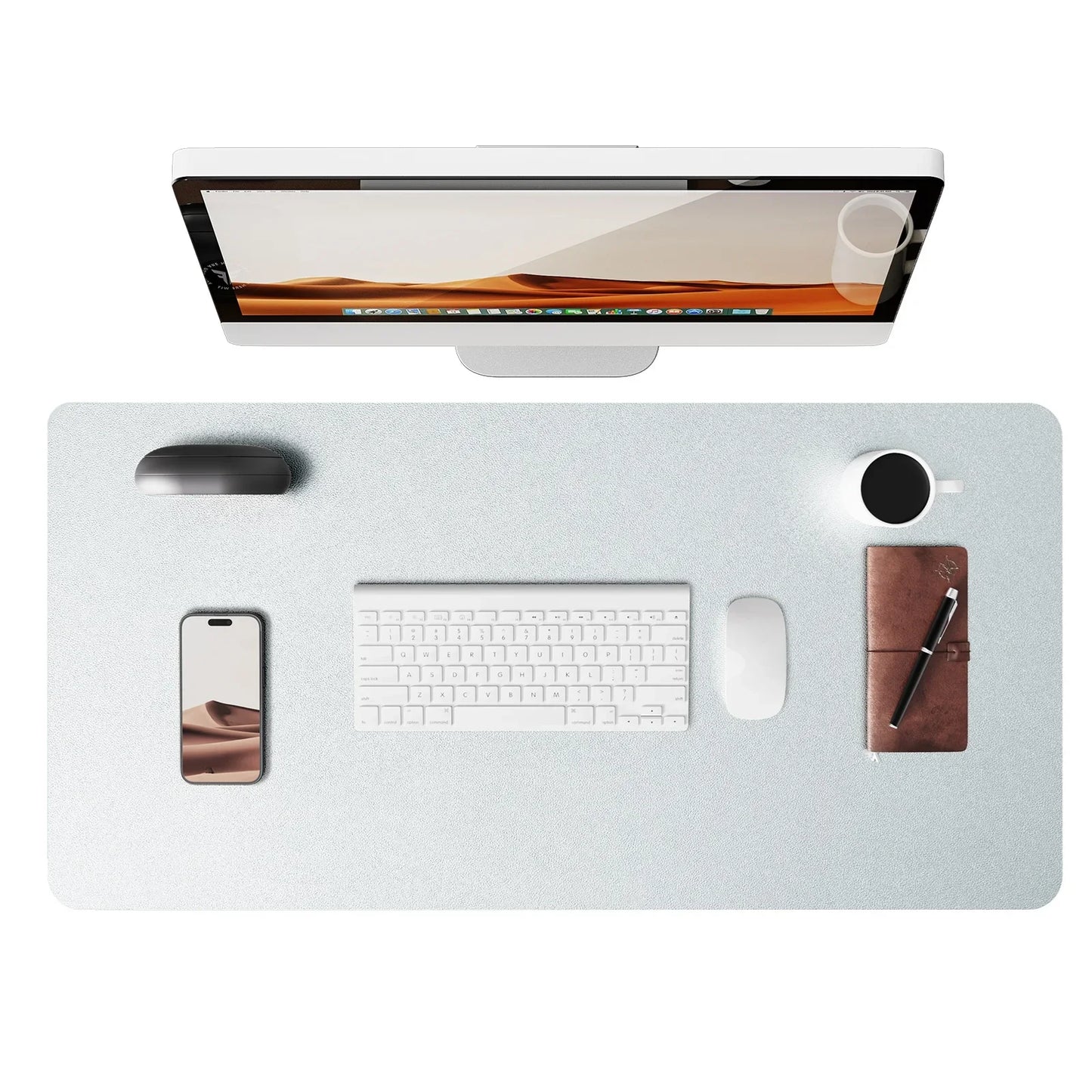 Large Leather Mouse Pad Desk Mat - Non-Slip PU Leather Office Desk Protector for Laptop & Workspace Setup