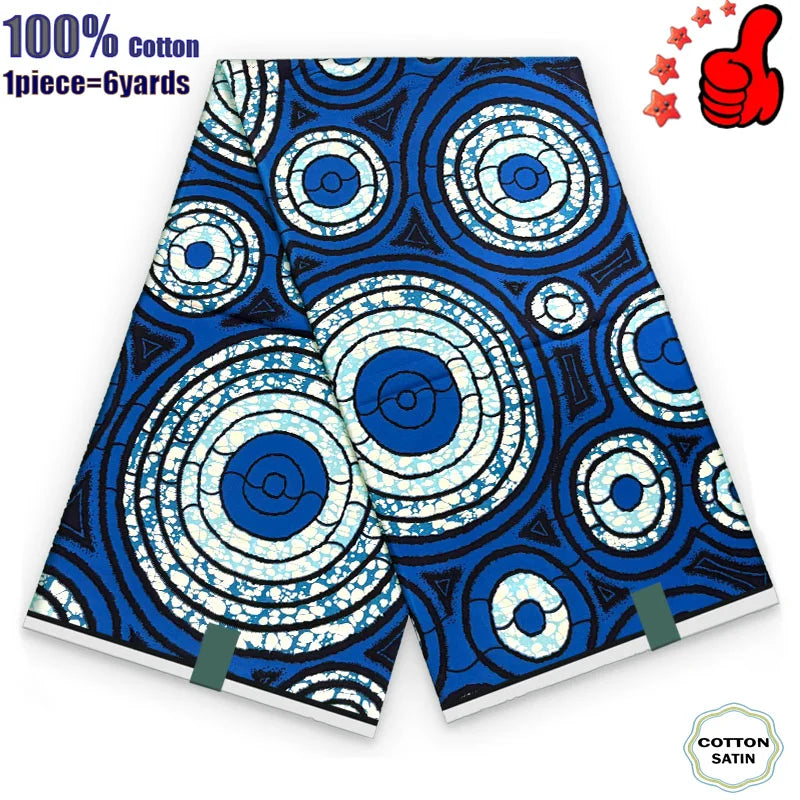 African Real Wax Fabric - High Quality 100% Cotton Ankara Pagne for Women’s Dresses