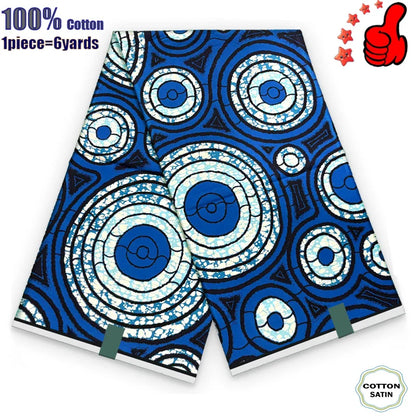African Real Wax Fabric - High Quality 100% Cotton Ankara Pagne for Women’s Dresses