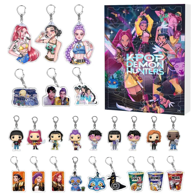 Kpop Demon Hunters Advent Calendar Blind Box — Rumi, Mira, Zoey, Tiger — 24-Day Christmas Countdown Gift