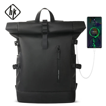 HK Expandable Travel Backpack - Large Waterproof 15.6 Inch Laptop Hiking Rucksack with USB Charging Port