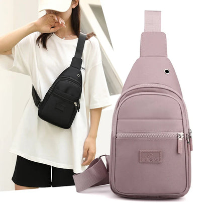 Women's Pure Color Nylon Chest Bag – Casual Shoulder & Crossbody Bag, Fashionable High-Quality Female Bag
