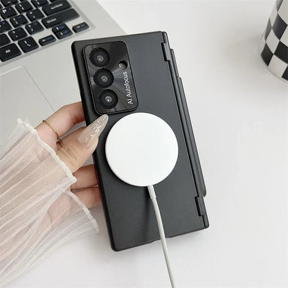 Plated PC Tempered Glass Phone Case - Anti-Fingerprint Drop Protection Cover for Samsung Galaxy Z Fold 7/6/5