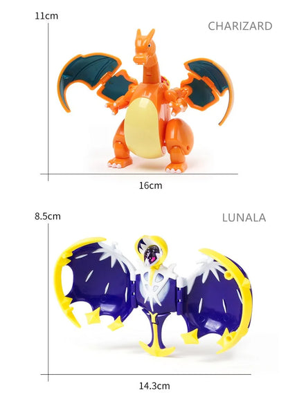 New Pokémon Action Figures – Pikachu, Charizard & Greninja Pocket Monster Poké Ball Deformation Toys for Kids Birthday Gifts