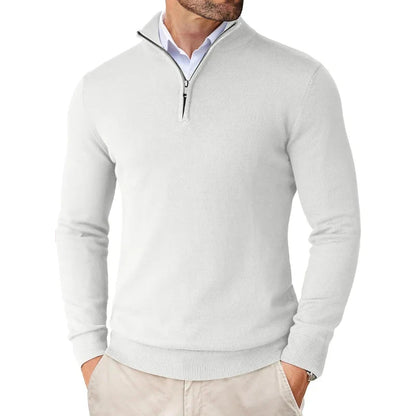 Men's Quarter Zip Sweater - Slim Fit Lightweight Mock Neck Knitted Pullover Casual Outdoor Streetwear Top
