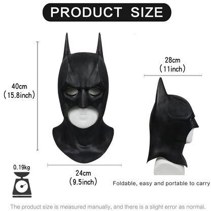 Cafele 2022 Batman Cosplay Costume for Men – Bruce Wayne Halloween Outfit with Black Latex Masquerade Mask