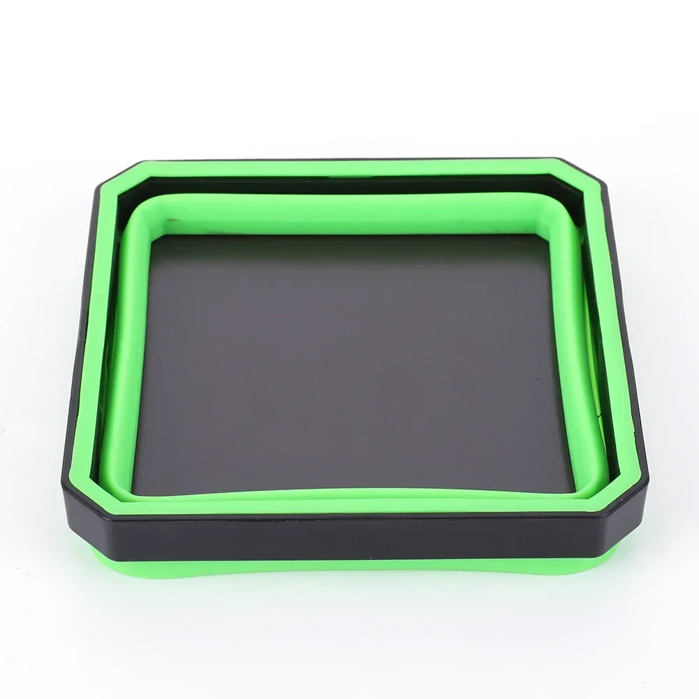 5-Inch Collapsible Magnetic Screw Tray - Silicone Tool Parts Storage Bowl for Plumbers, Carpenters & Mechanics