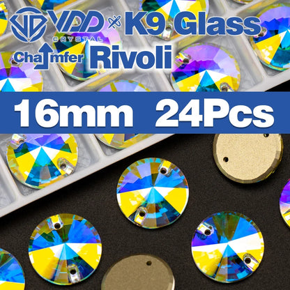 AAAAA K9 Glass Sew-On Rhinestones - AB Crystal Flatback Stones for Wedding Dress & Clothing Accessories