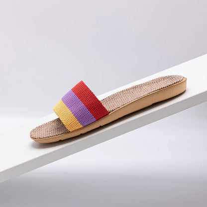 Unisex Fabric Summer Slippers – Breathable Soft Slip-On Indoor Home Shoes