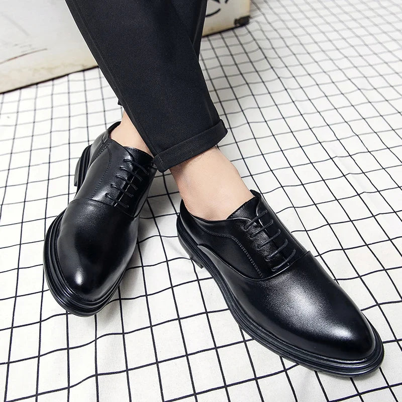 Men’s Classic Leather Oxford Shoes - Retro Casual Business, Office & Wedding Dress Shoes