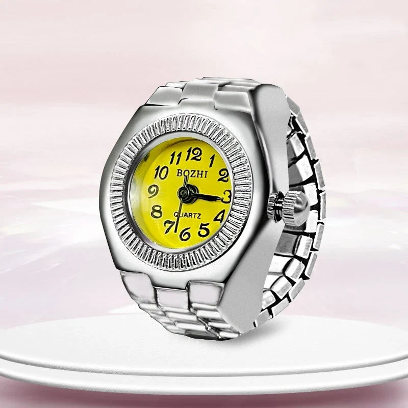 Creative Ring Watch - Alloy Finger Ring with Circular Dial for Men & Women