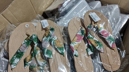 Ladies Summer Weave Beach Flip-Flops – Non-Slip Soft Flat Outdoor Slippers for Women