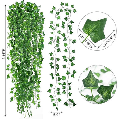 Artificial Ivy Garland - Silk Green Leaf Creeper Vine for Home Decor, Weddings & Hanging Decorations