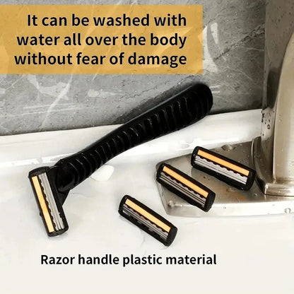Men’s 3-Layer Reusable Razor - Multi-Tool Shaver with Replaceable Head Design and Imported Blades for Smooth Shaving