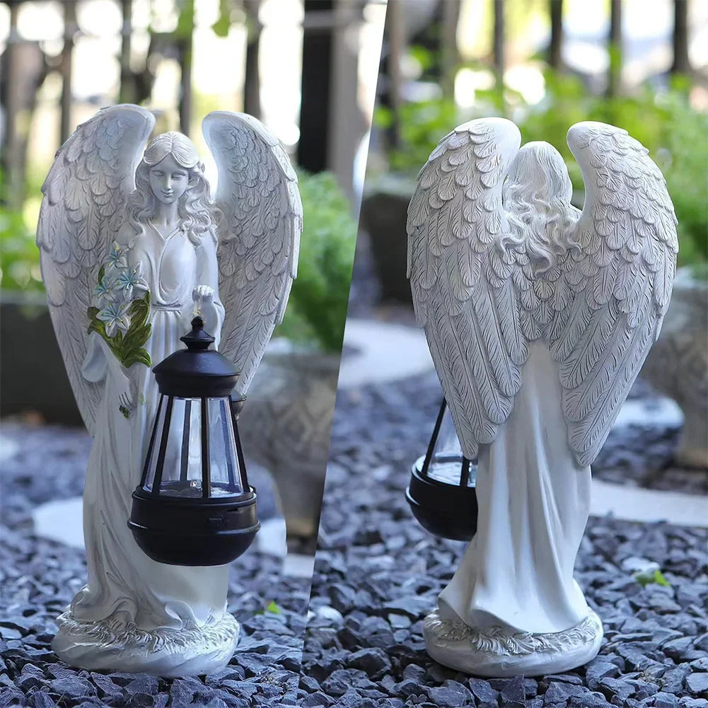 Solar Angel Garden Statue Lamp - Waterproof Fairy Figurine Light for Outdoor Yard, Patio & Lawn Decoration