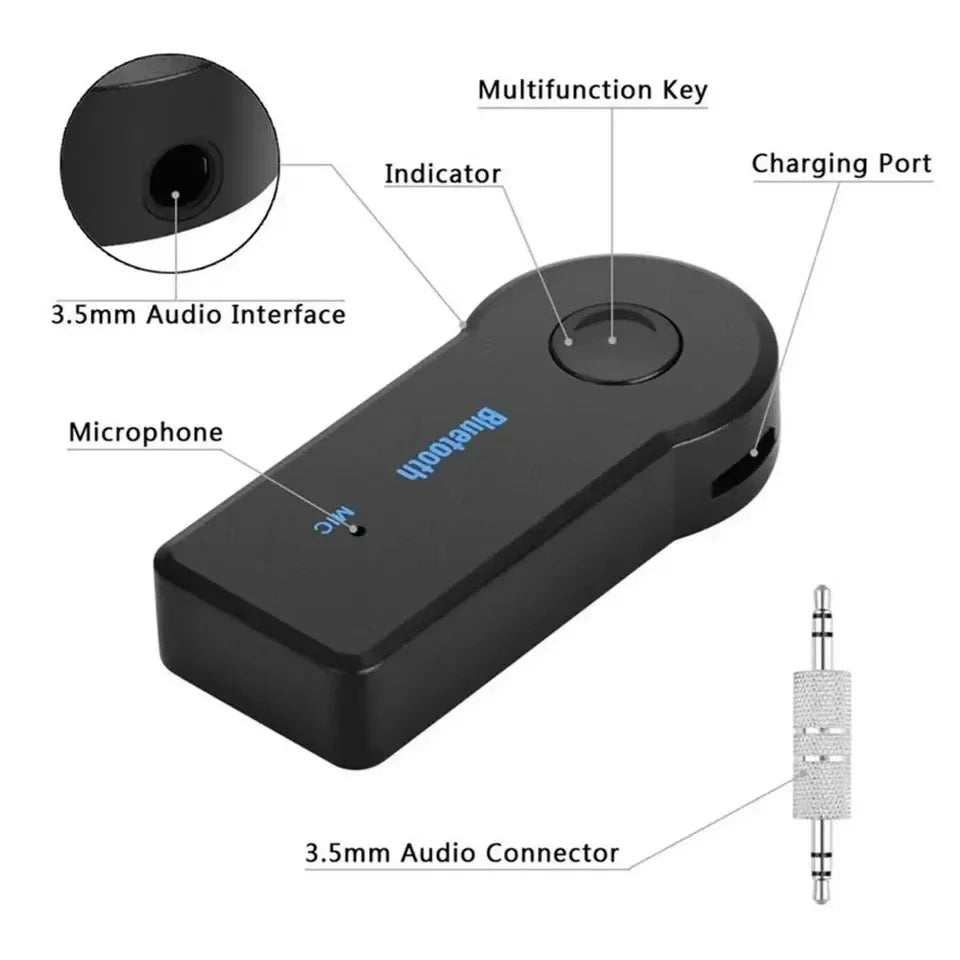 Bluetooth 5.0 Audio Receiver – Mini Stereo AUX USB Wireless Adapter for PC, Car & Headphones Hands-Free
