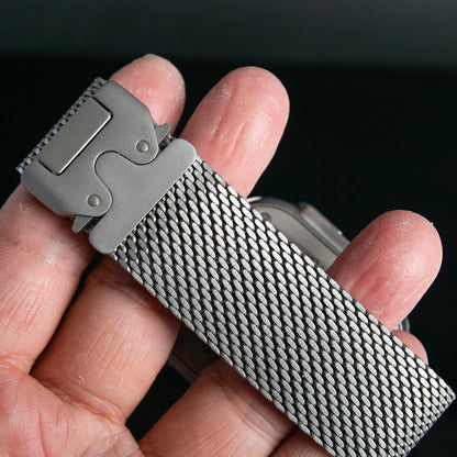 100% Titanium Milanese Loop Band for Apple Watch Ultra 2/1, Series 10–6, SE – iWatch Strap for 45mm 46mm 49mm Models