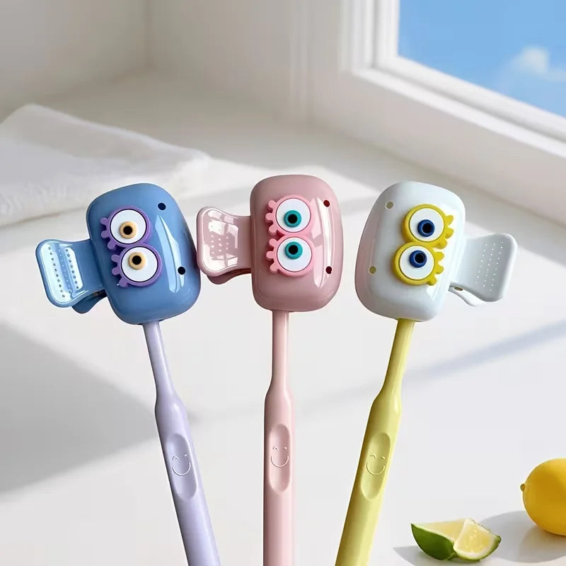 3PCS Cute Eye-Shaped Toothbrush Holders - Colorful Travel Toothbrush Covers with Dust-Proof Protection